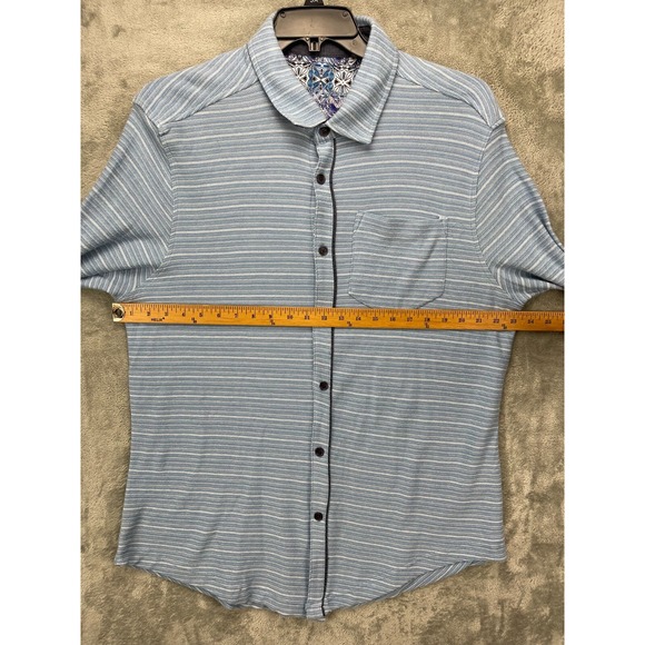 Robert Graham Men's Adler Knit Shirt XL Blue Striped Casual Button Up - Picture 2 of 8